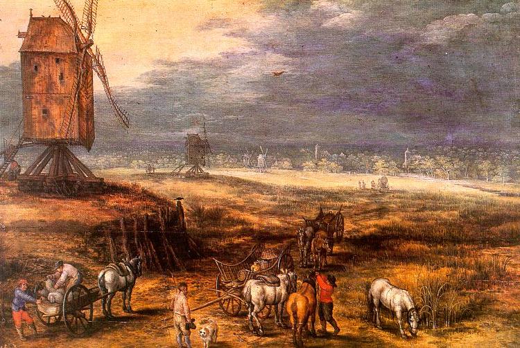 Jan Brueghel Landscape with Windmills Sweden oil painting art